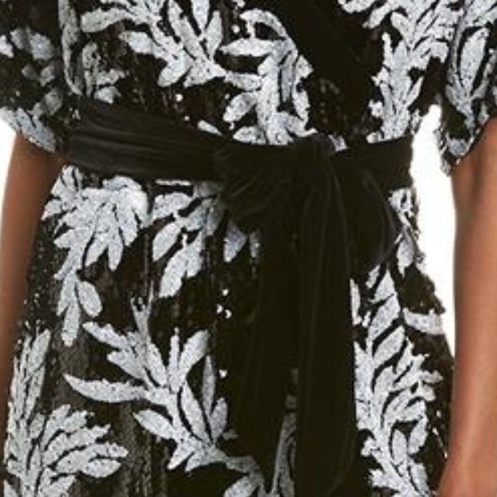 NWT Jay Godfrey black, white sequin wrap dress, 6 - Picture 3 of 4